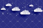3D Blue Sky Cloud Star Papercut Style Background Wall Mural Wallpaper LXL- Jess Art Decoration