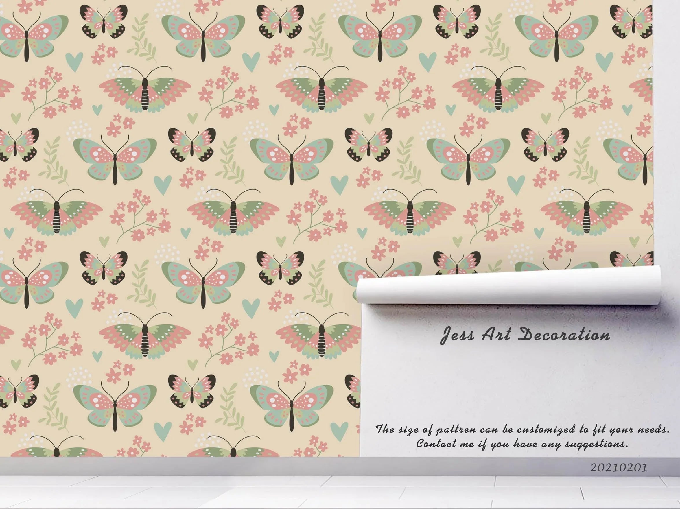 3D Hand Drawn Animal Butterfly Floral Wall Mural Wallpaper LQH 97- Jess Art Decoration