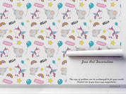 3D Cartoon Animal Unicorn Elephant Rainbow Wall Mural Wallpaper LQH 52- Jess Art Decoration