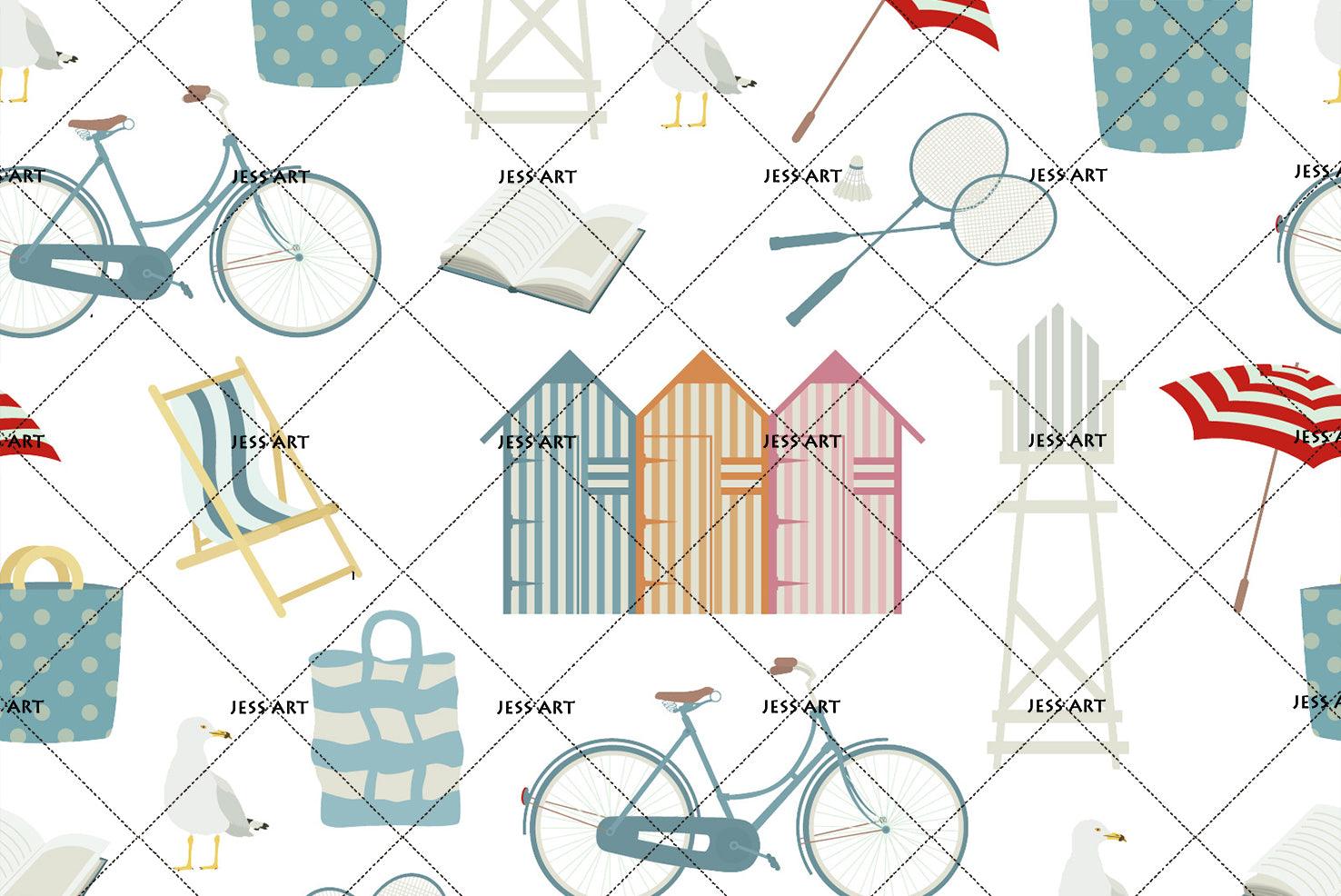 3D Umbrella Bike Wall Mural Wallpaper 56- Jess Art Decoration