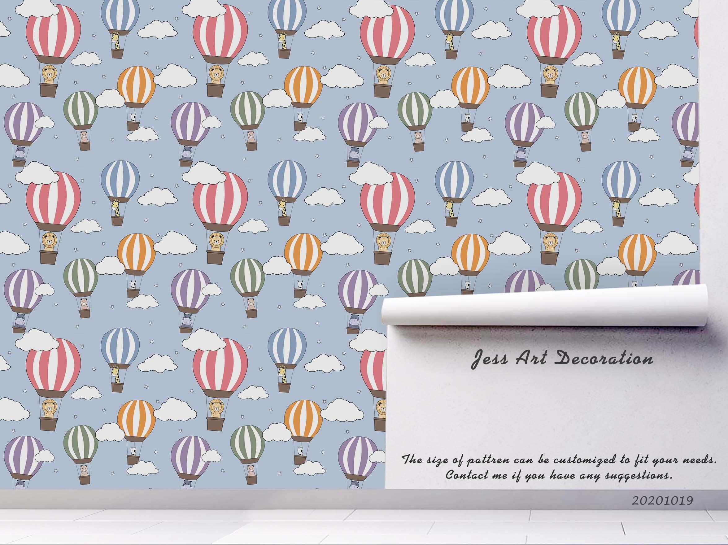3D Hot Air Balloons Watercolor Pattern Wall Mural Wallpaper WJ 6781- Jess Art Decoration