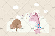 3D Cartoon Giraffe Cloud Wall Mural Wallpaper A228 LQH- Jess Art Decoration