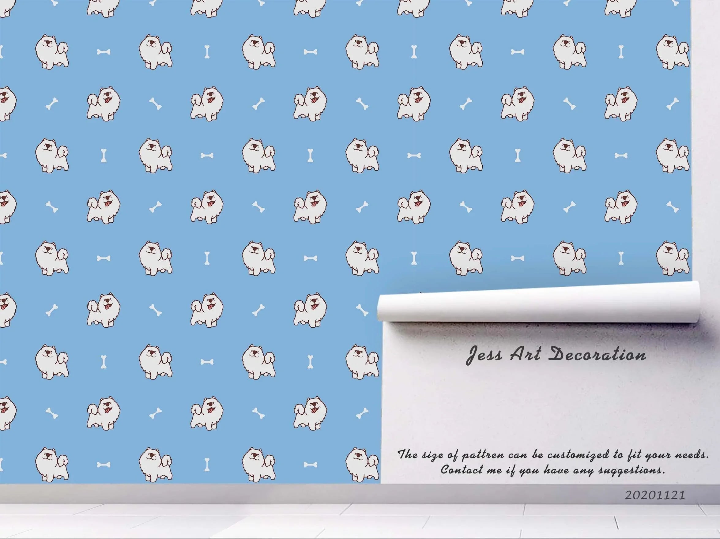 3D Cartoon Animal Blue Dog Bone Wall Mural Wallpaper LQH 40- Jess Art Decoration