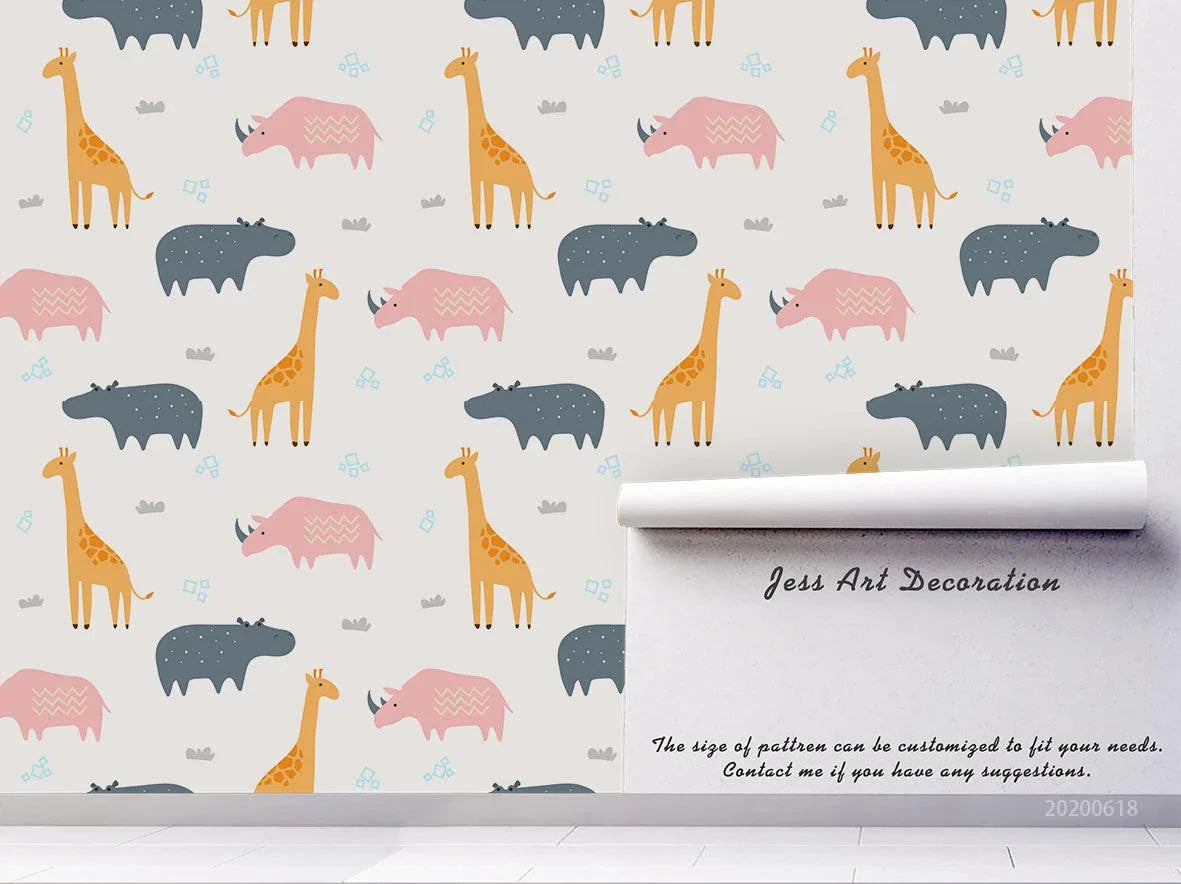 3D Cartoon Animal Giraffe Wall Mural Wallpaper A124 LQH- Jess Art Decoration