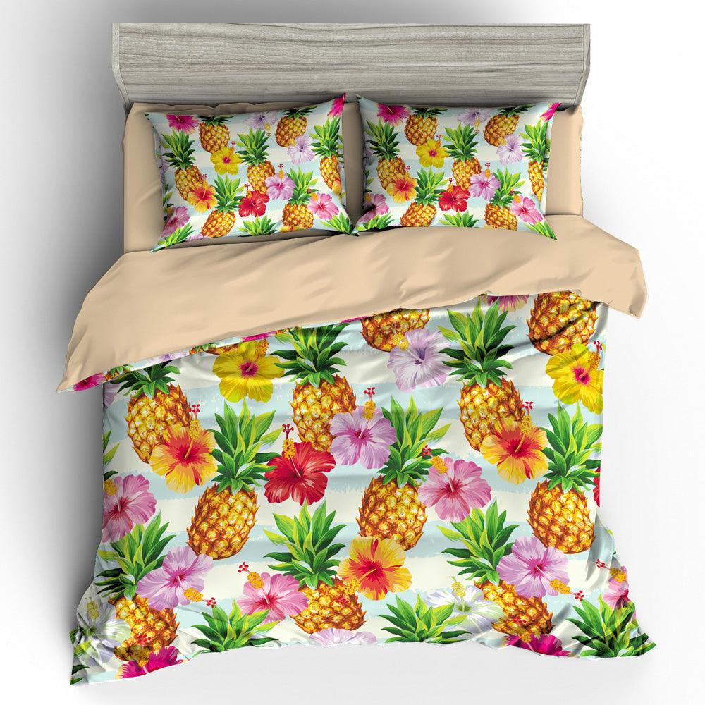 3D Watercolor Pineapple Quilt Cover Set Bedding Set Pillowcases 3- Jess Art Decoration