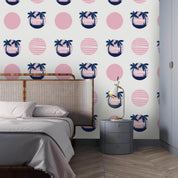 3D Coconut Tree Pink Circle Wall Mural Wallpaper 27- Jess Art Decoration
