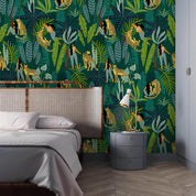 3D Leopard Green Leaf Woman Wall Mural Wallpaper 35- Jess Art Decoration