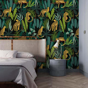 3D Tropical Jungle Animal Leopard Wall Mural Wallpaper LQH 151- Jess Art Decoration