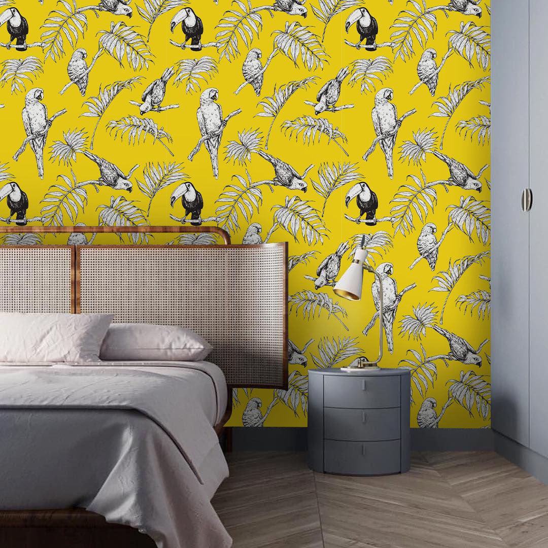 3D Long Billed Bird Yellow Wall Mural Wallpaper 132- Jess Art Decoration