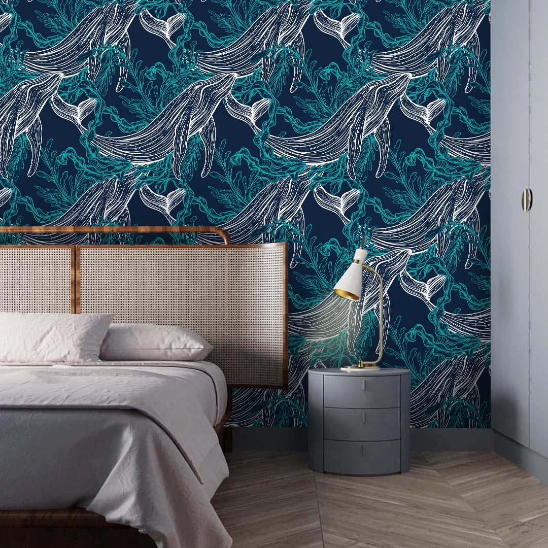 3D Dolphin Green Wall Mural Wallpaper 83- Jess Art Decoration