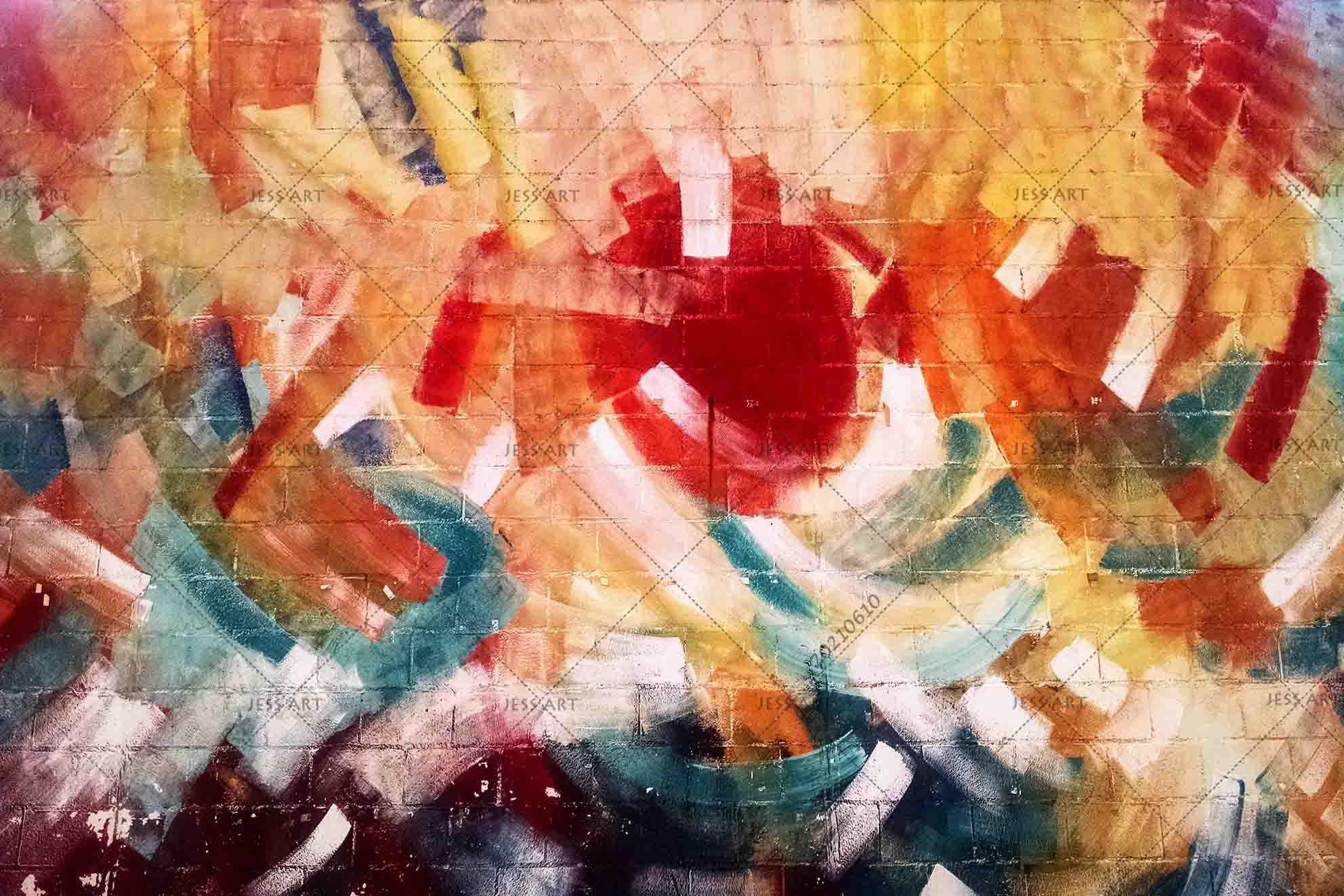 3D Watercolor Hand-painted Brick Conflict Brush Wall Mural Wallpaper SWW1785- Jess Art Decoration