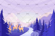 3D Cartoon Purple Forest Landscape Wall Mural Wallpaper LQH 129- Jess Art Decoration