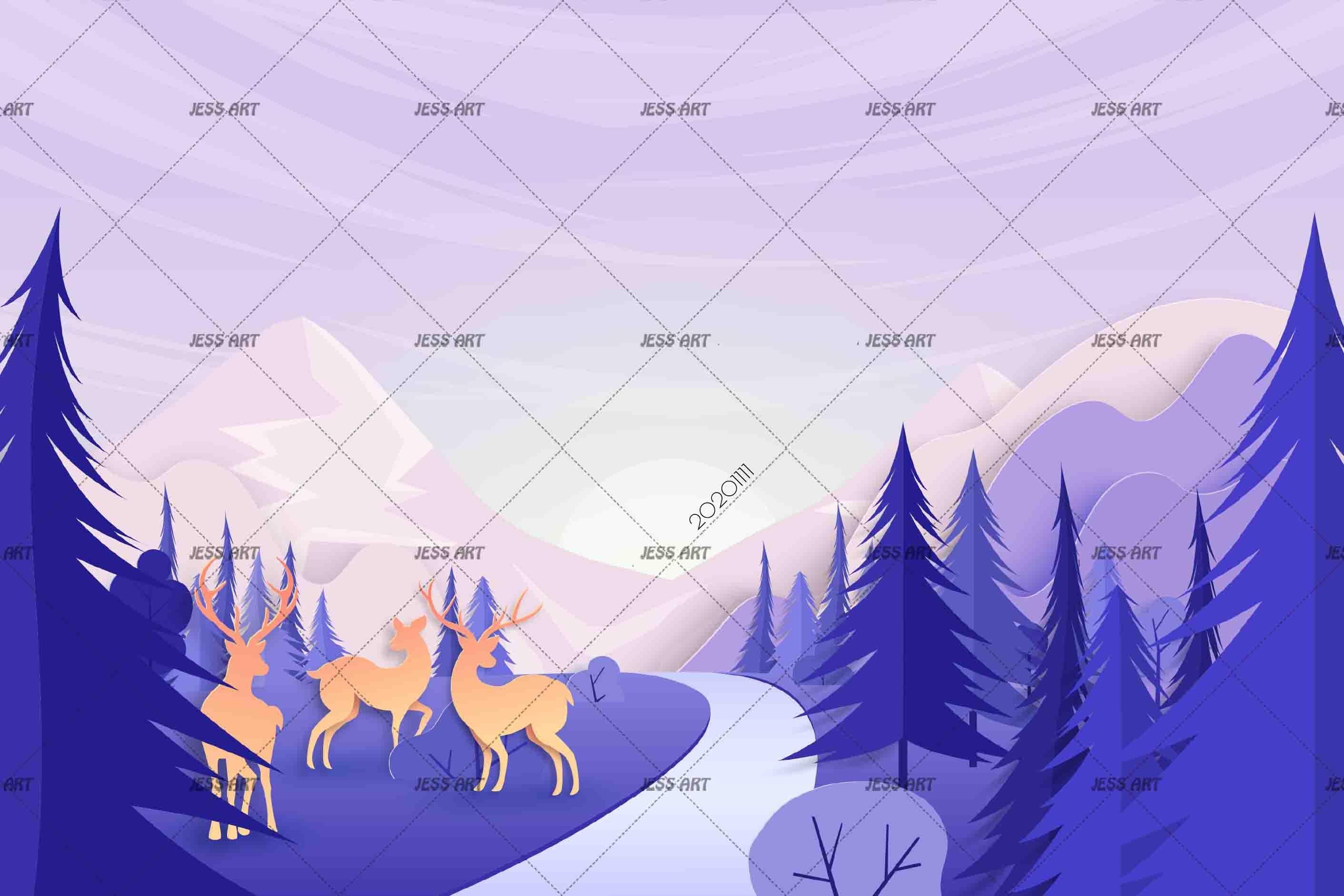 3D Cartoon Purple Forest Landscape Wall Mural Wallpaper LQH 129- Jess Art Decoration