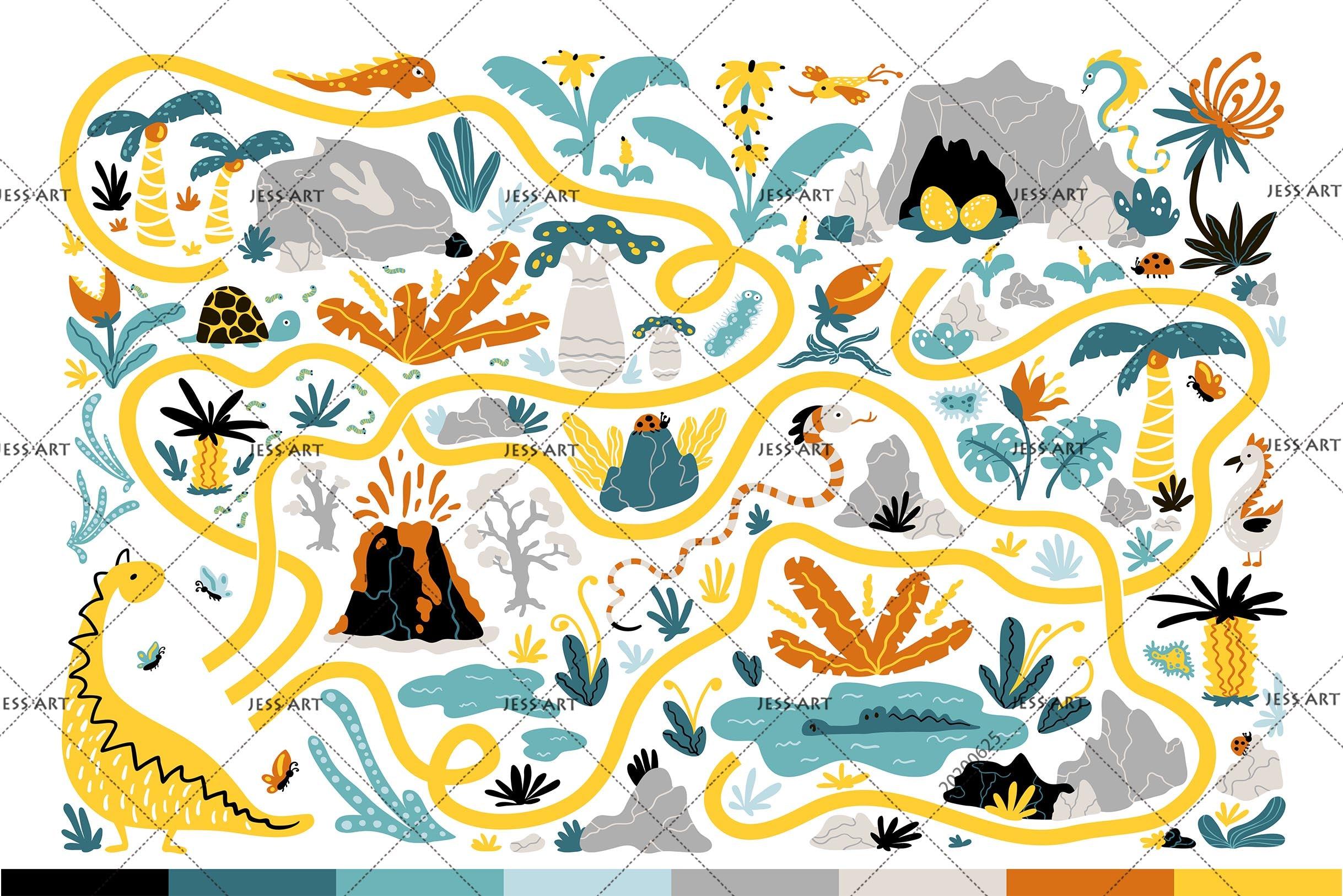 3D Cartoon Leaf Map Animal Tree Wall Mural Wallpaper A233 LQH- Jess Art Decoration