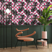3D Black Leaves Pink Dots Wall Mural Wallpaper 141- Jess Art Decoration