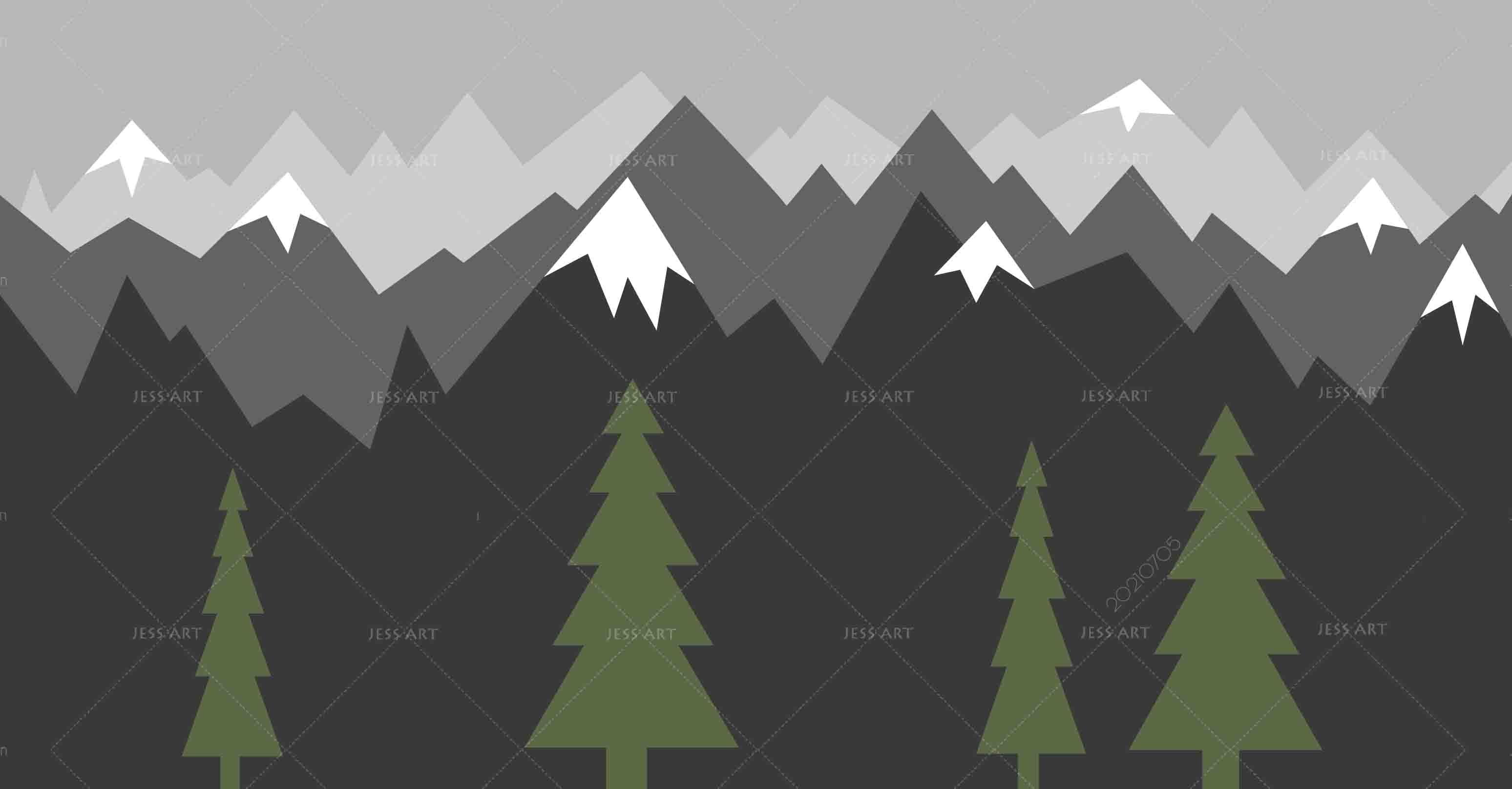 3D Snow Mountain Pine Tree Wall Mural Wallpaper LQH 146- Jess Art Decoration