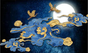 3D Blue Star Sky Moon Clouds Crane Wall Mural Wallpaper 1610- Jess Art Decoration