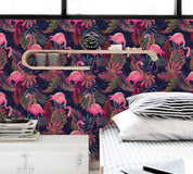 3D Pink Flamingo Leaf Wall Mural Wallpaper 163- Jess Art Decoration