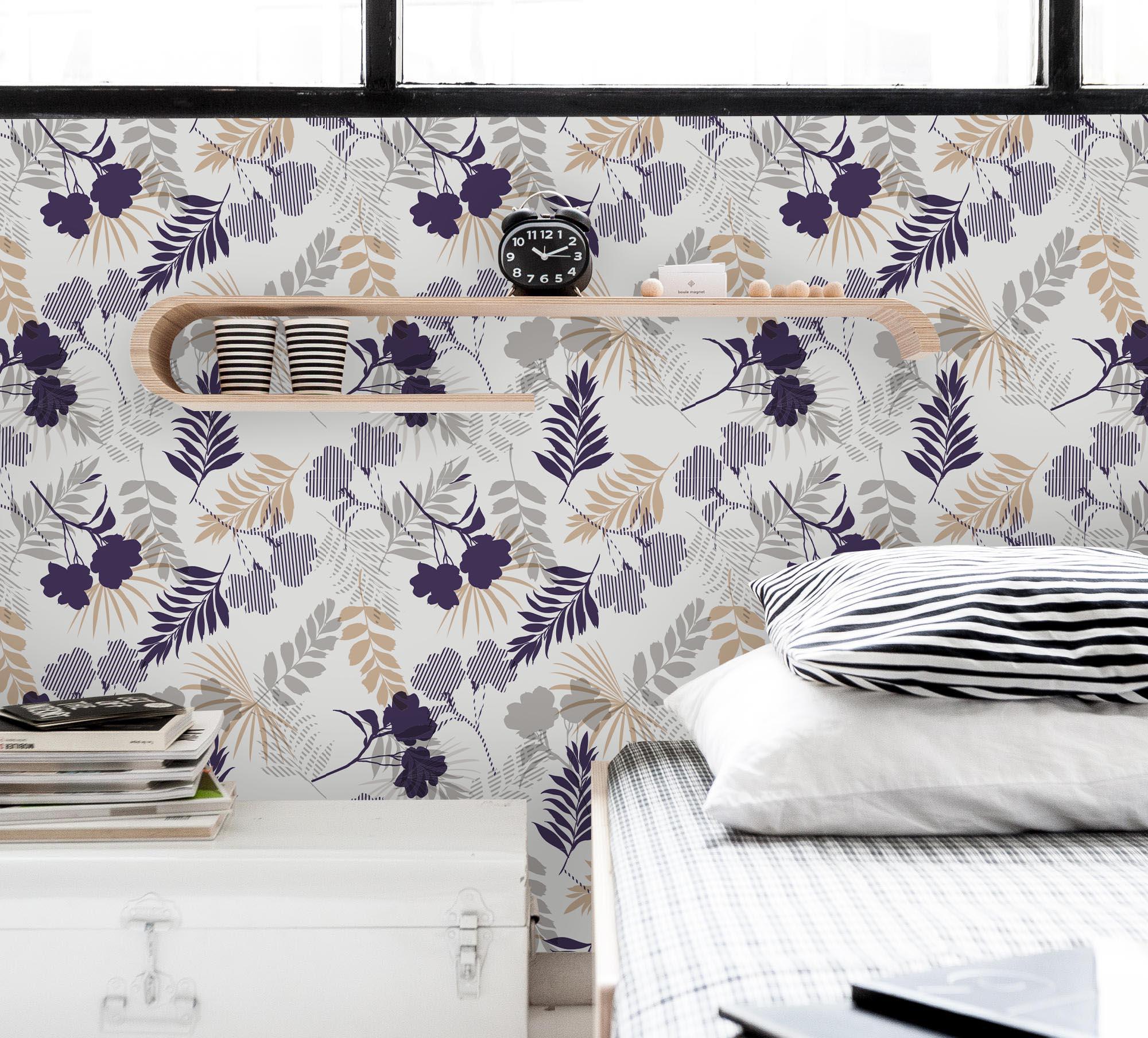 3D Dark Blue Flowers Leaves Wall Mural Wallpaper 22- Jess Art Decoration