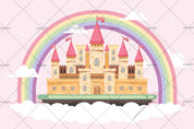 3D Cartoon Rainbow Castle Wall Mural Wallpaper A147 LQH- Jess Art Decoration