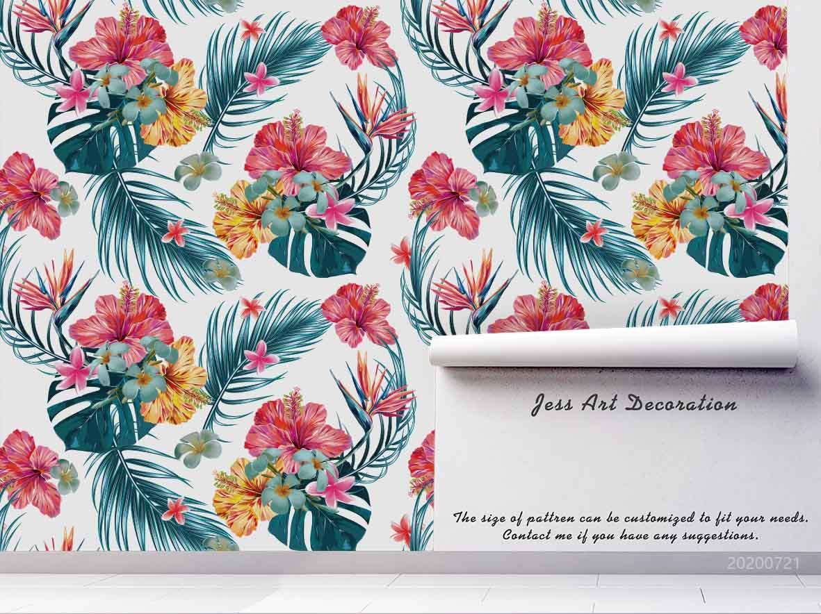 3D Giant Tropical Floral colourful tropical flower mural wall mural wallpaper for dining room - view 4