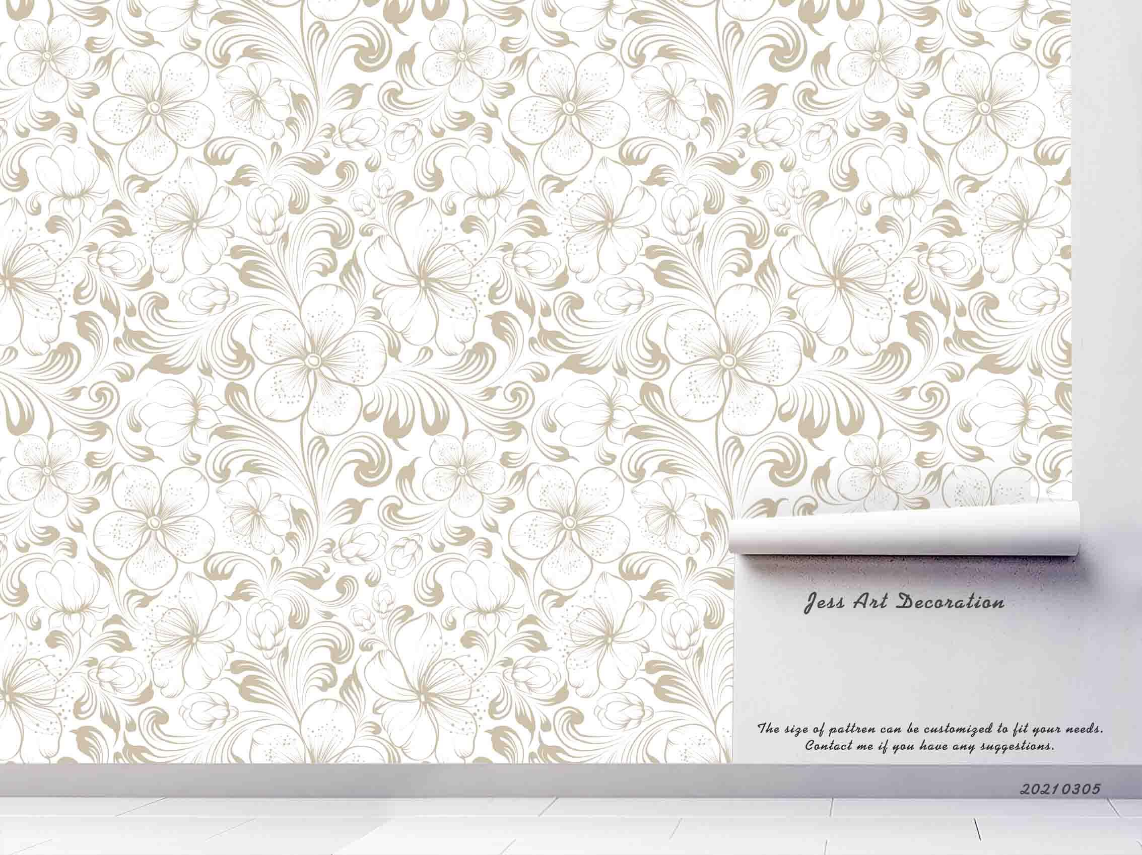3D Hand Drawn Floral Leaves Wall Mural Wallpaper LQH 11- Jess Art Decoration