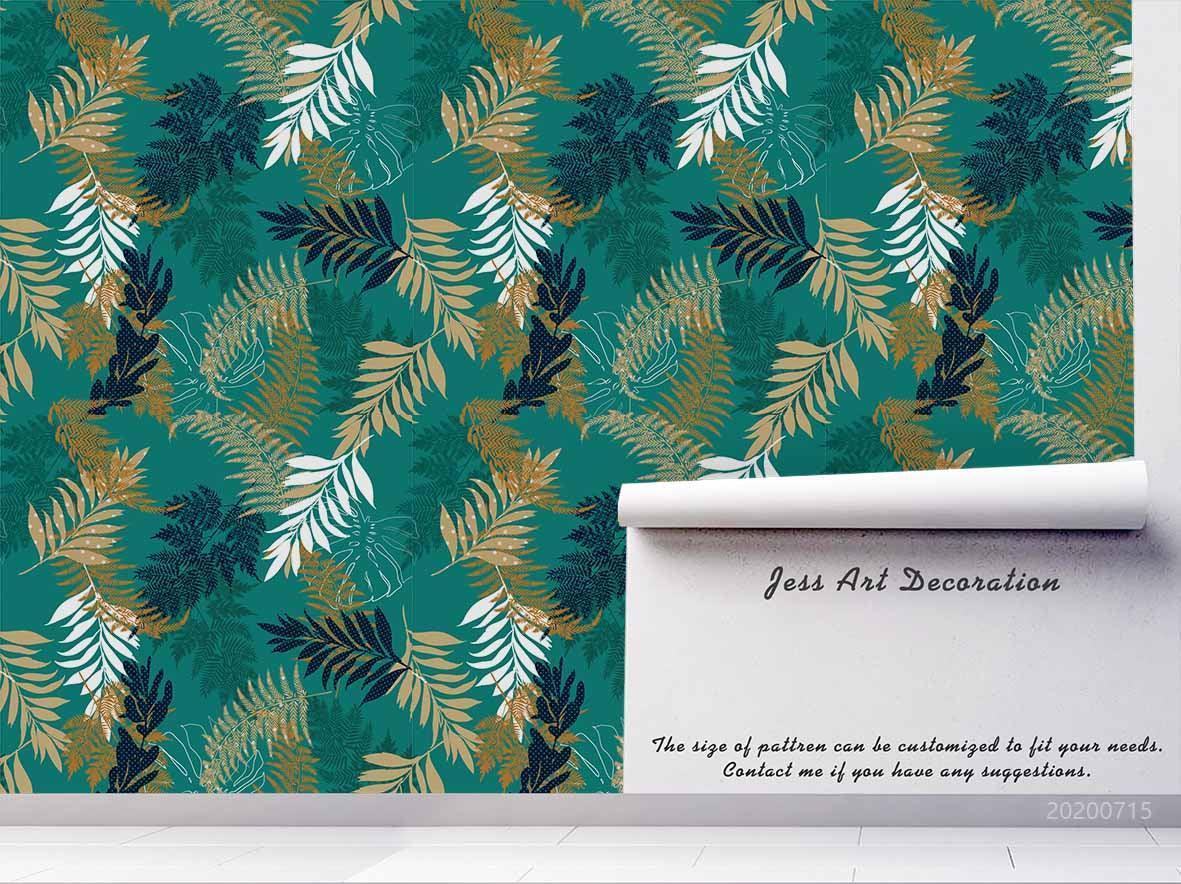 3D Green Leaves Wall Mural Wallpaper SF15- Jess Art Decoration