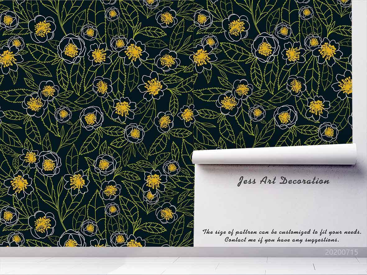 3D Dark Floral Wall Mural Wallpaper SF71- Jess Art Decoration