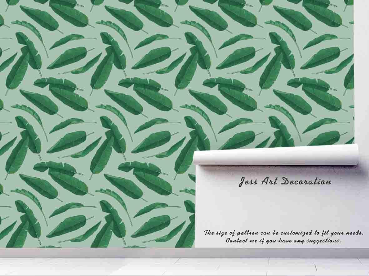 3D Hand Sketching Green Leaves Plant Wall Mural Wallpaper LXL 1247- Jess Art Decoration