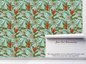 3D Hand Sketching Red Floral Green Leaves Plant Wall Mural Wallpaper LXL 1340- Jess Art Decoration