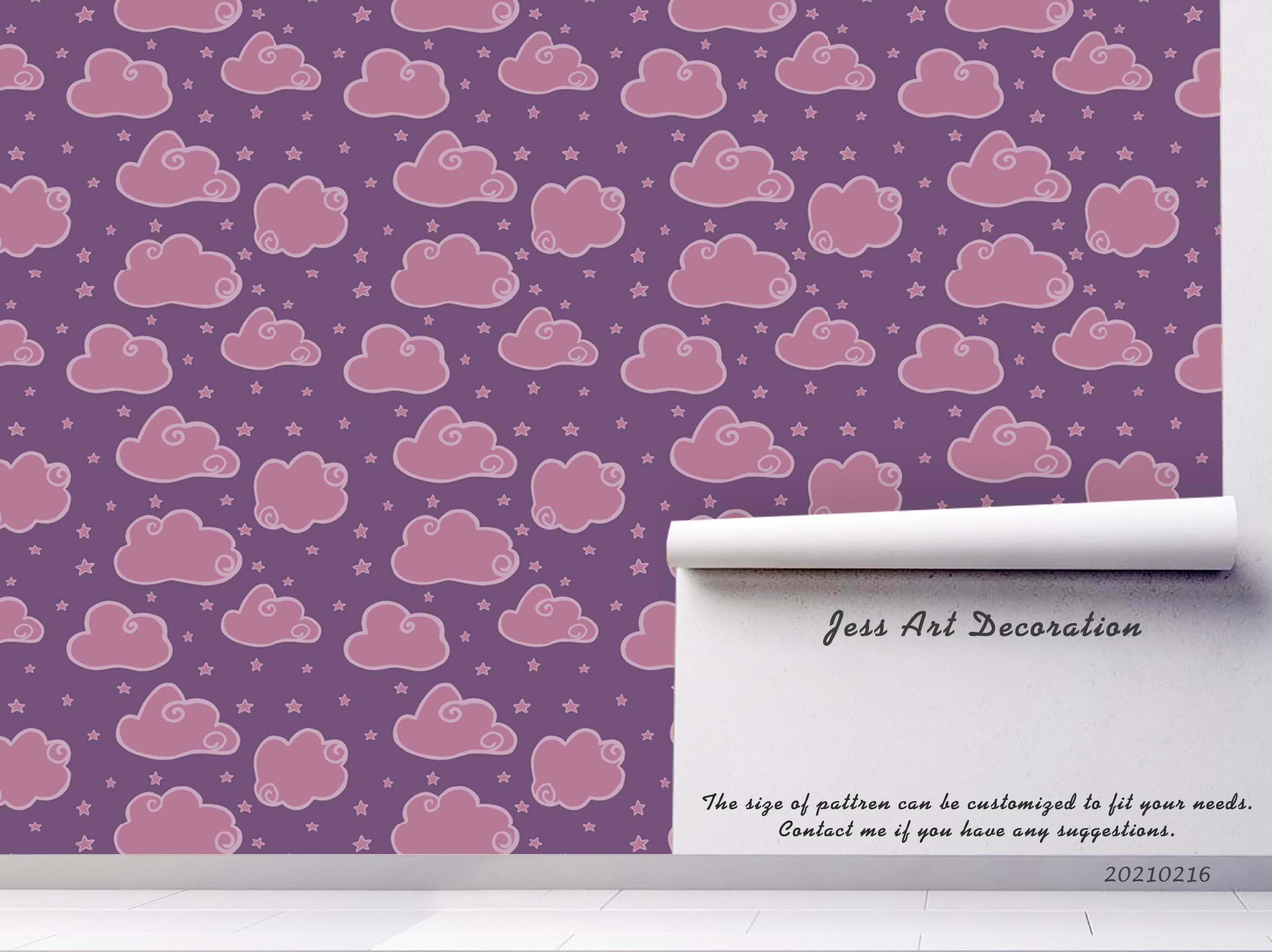3D Cartoon Space Purple Cloud Wall Mural Wallpaper LQH 35- Jess Art Decoration