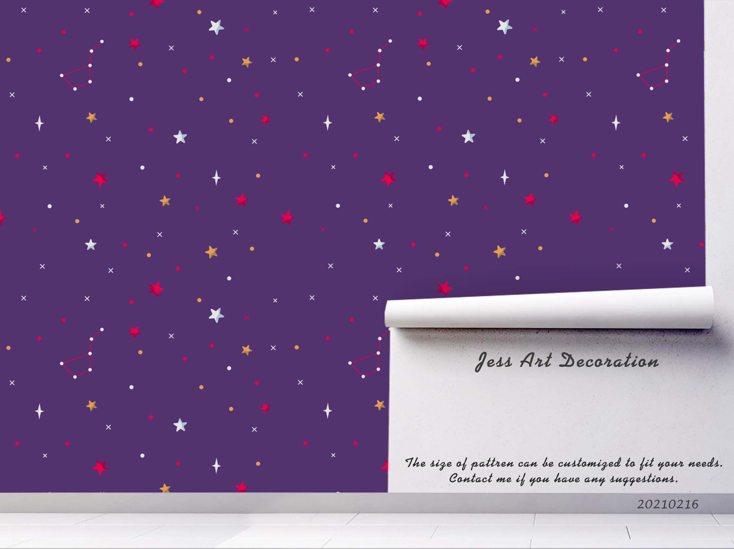 3D Cartoon Purple Space Star Wall Mural Wallpaper LQH 60- Jess Art Decoration