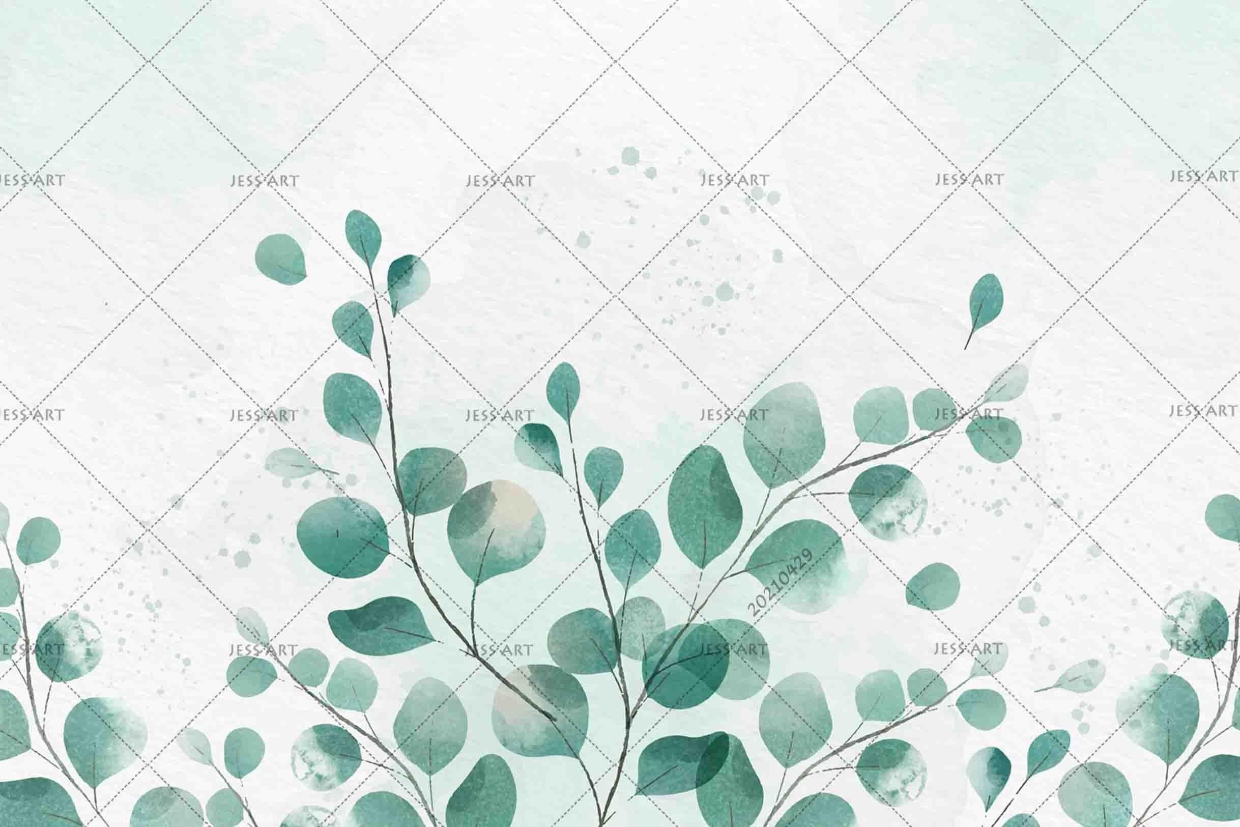 3D Watercolor Green Leaf Wall Mural Wallpaper LQH 126- Jess Art Decoration