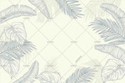 3D Hand  Draw Palm Leaf Linear Wall Mural Wallpaper SWW746- Jess Art Decoration