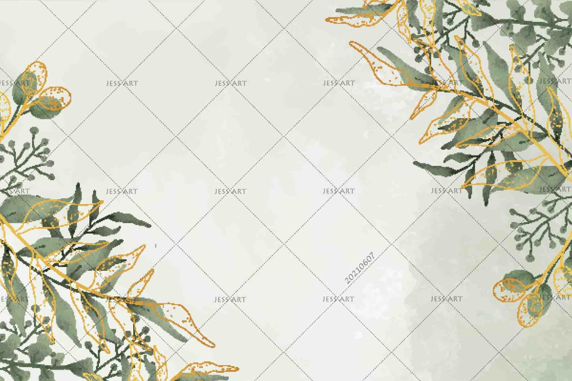 3D Hand Draw Plant Leaf  Paint Gold Wall Mural Wallpaper SWW1136- Jess Art Decoration
