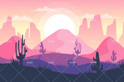 3D Pink Sun Mountain Cactus Wall Mural Wallpaper LQH 65- Jess Art Decoration