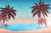 3D Blue Sky Sea Coconut Tree Wall Mural Wallpaper LQH 126- Jess Art Decoration