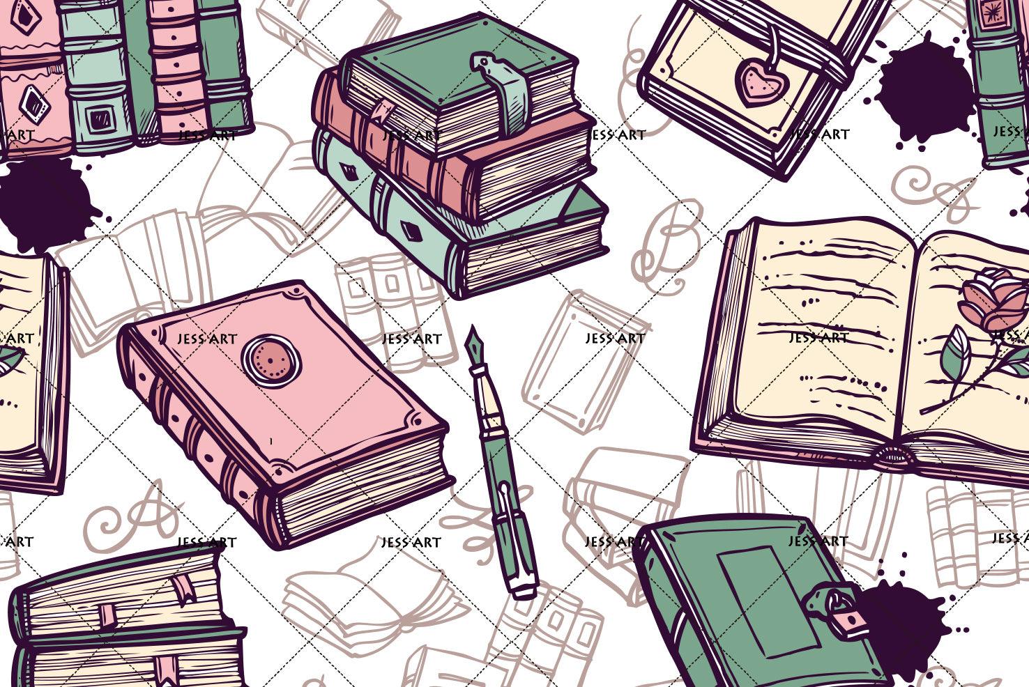 3D Book Sketch Wall Mural Wallpaper 8- Jess Art Decoration