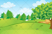 3D Cartoon Green Grass Tree Wall Mural Wallpaper LQH 25- Jess Art Decoration