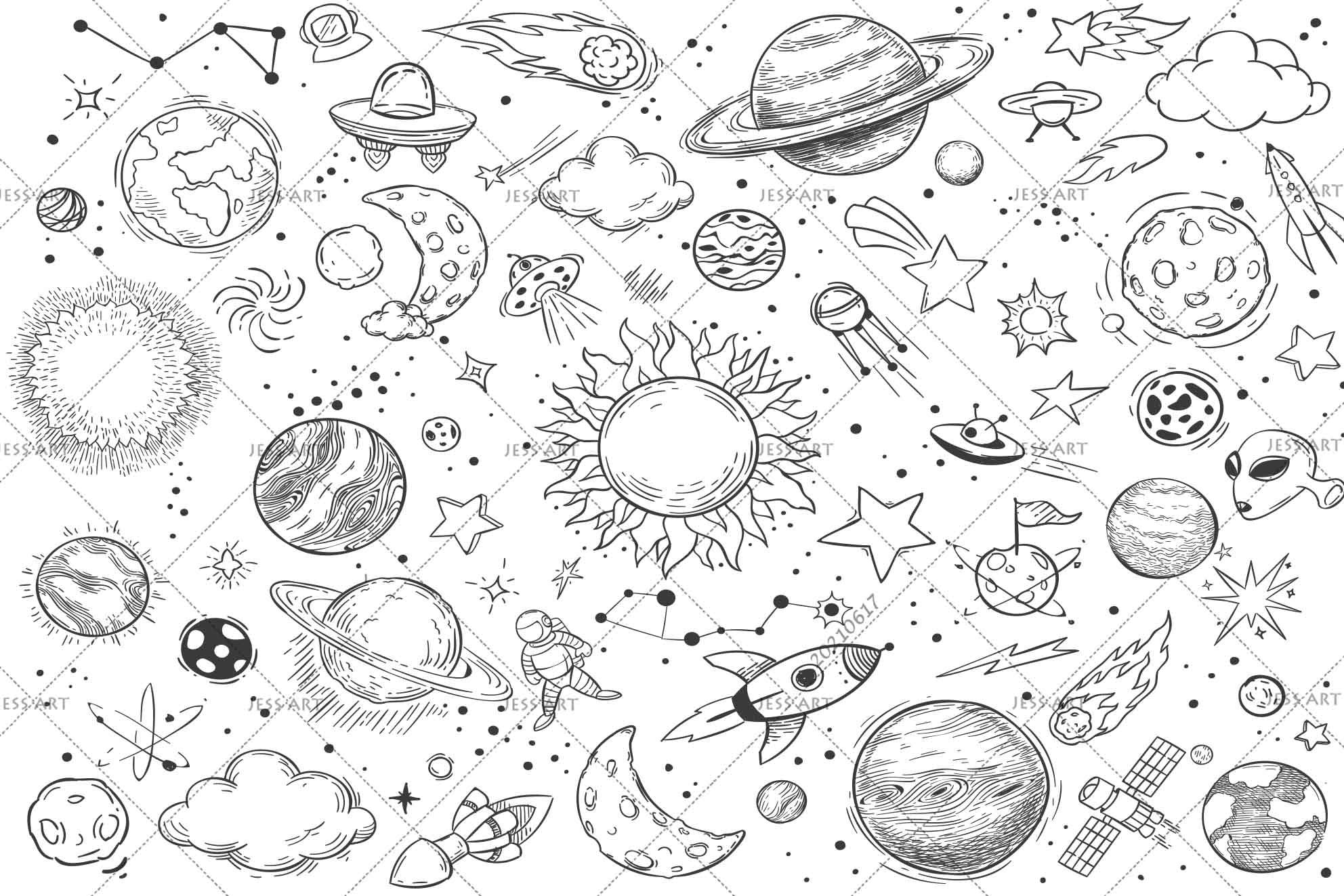 3D Hand Drawn Space Planet Wall Mural Wallpaper LQH 29- Jess Art Decoration