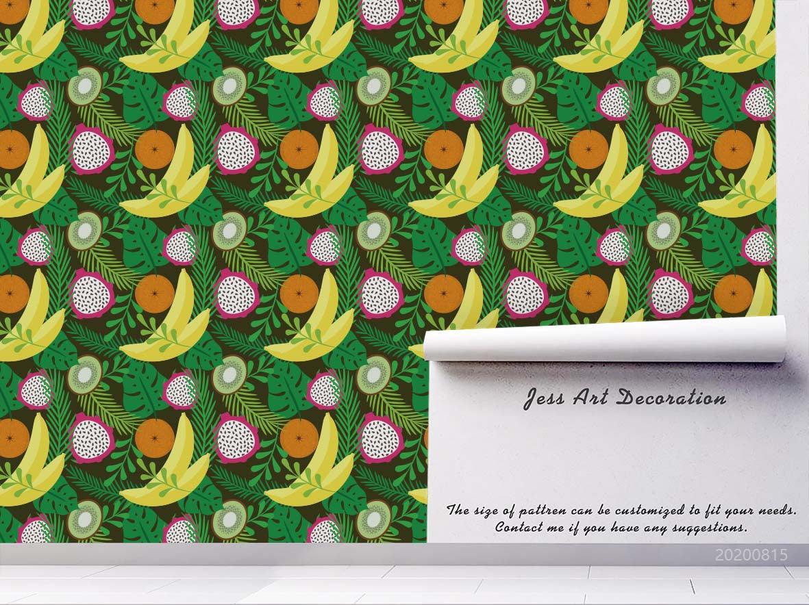 3D Cartoon Colorful Fruity Green Leaves Wall Mural Wallpaper LXL 993- Jess Art Decoration