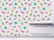 3D Cartoon Colorful Floral Flamingo Wall Mural Wallpaper LXL 1020- Jess Art Decoration