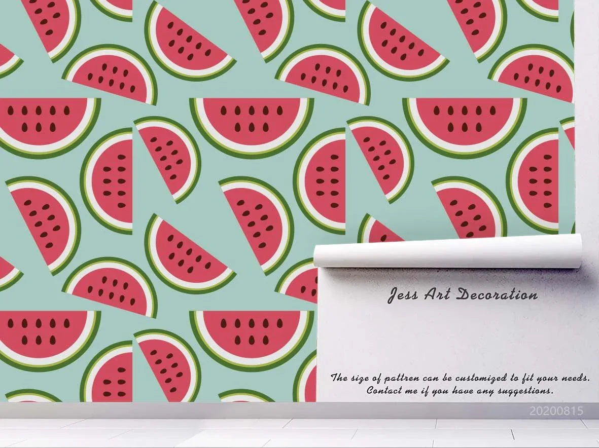 3D Cartoon Watermelon Fruity Blue Wall Mural Wallpaper LXL 1027- Jess Art Decoration