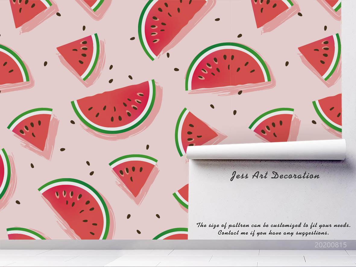3D Hand Sketching Watermelon Fruity Pink Wall Mural Wallpaper LXL 1037- Jess Art Decoration