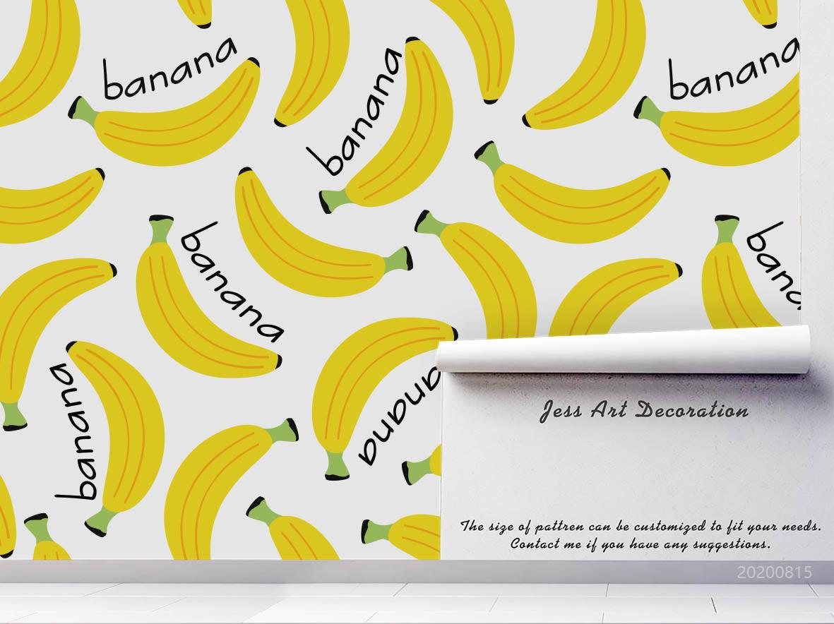 3D Hand Sketching Banana Fruity Wall Mural Wallpaper LXL 1050- Jess Art Decoration