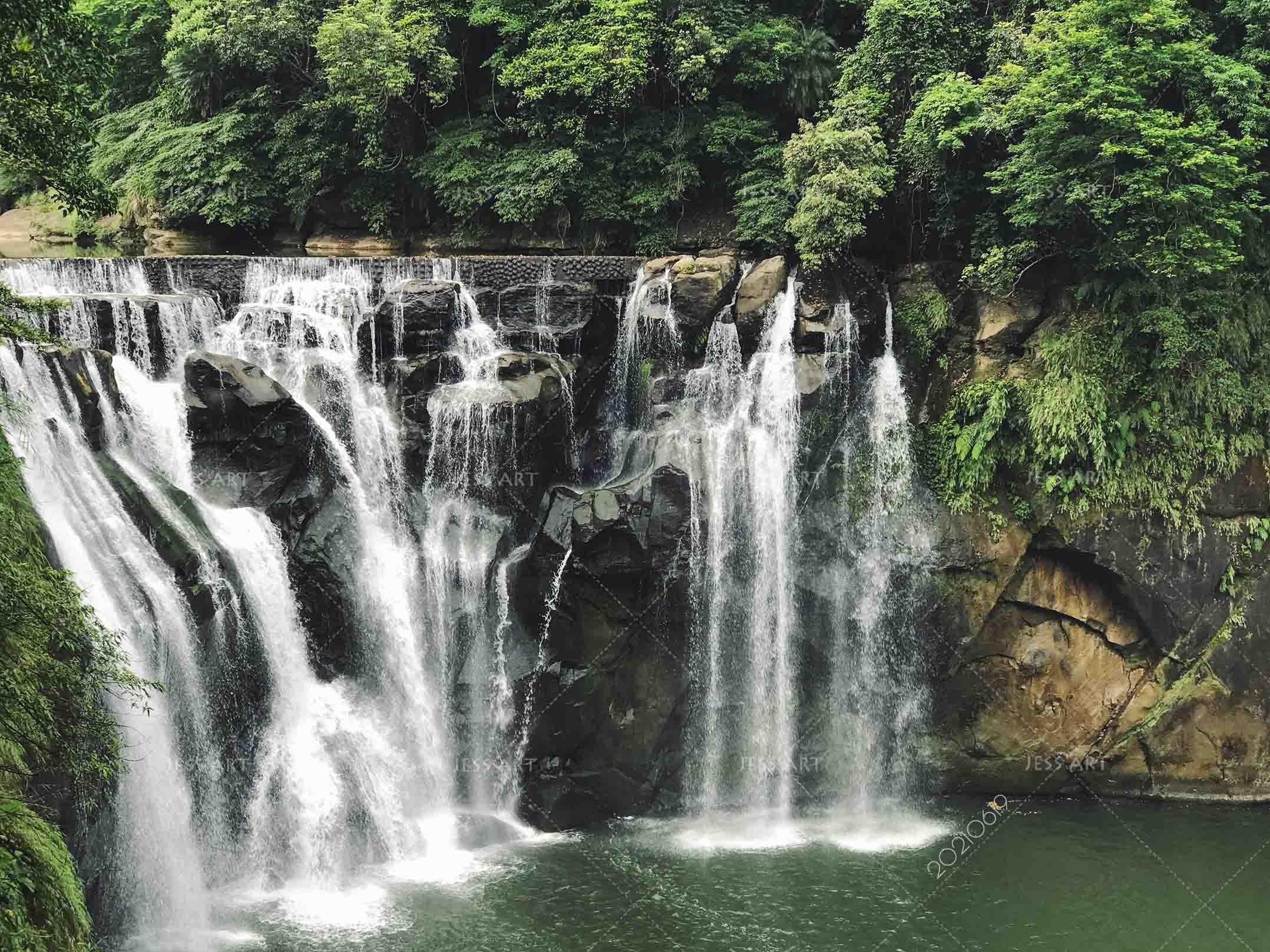 3D Green Forest Waterfall Landscape Wall Mural Wallpaper LQH 170- Jess Art Decoration