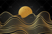 3D Gradient Golden Linear Moon Wall Mural Wallpaper SWW503- Jess Art Decoration