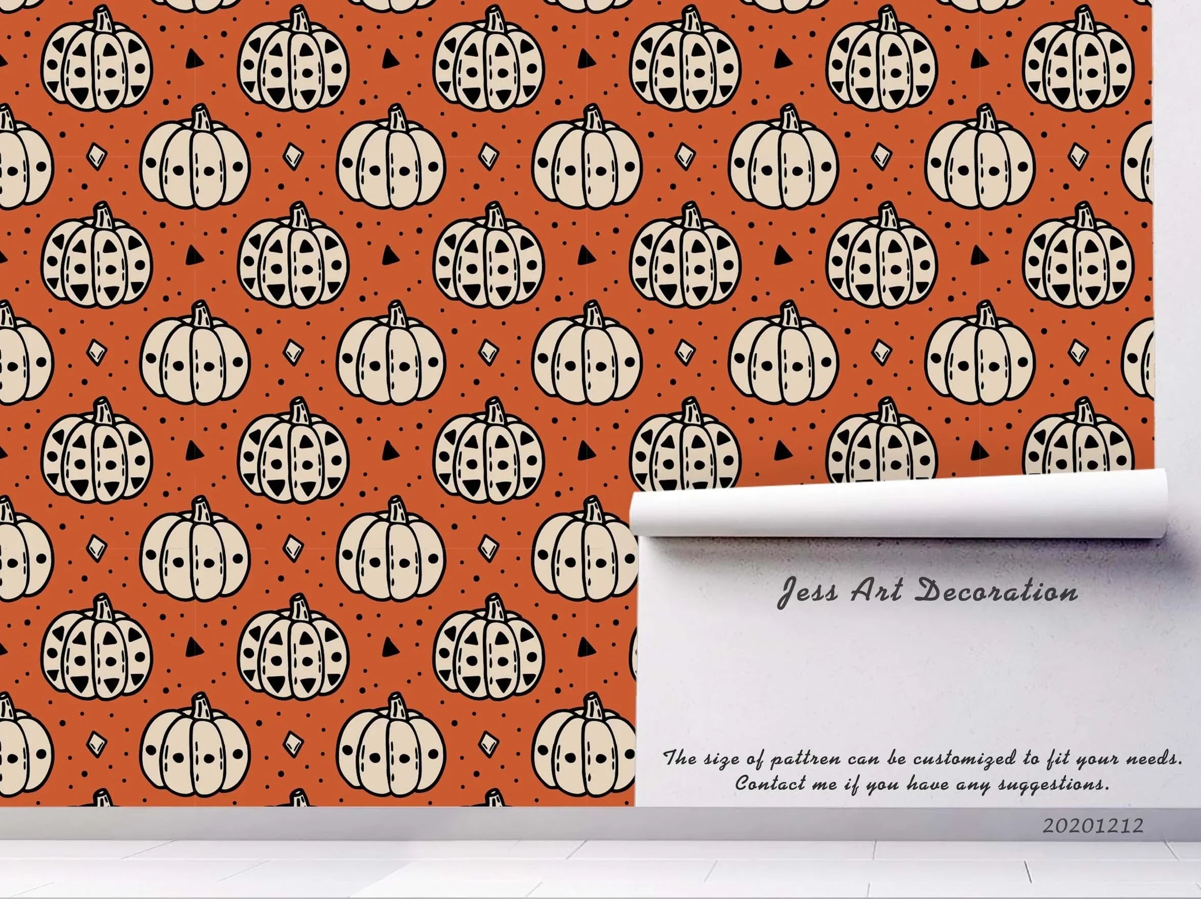 3D Fine Art Pumpkin Orange Pattern Wall Mural Wallpaper LXL- Jess Art Decoration