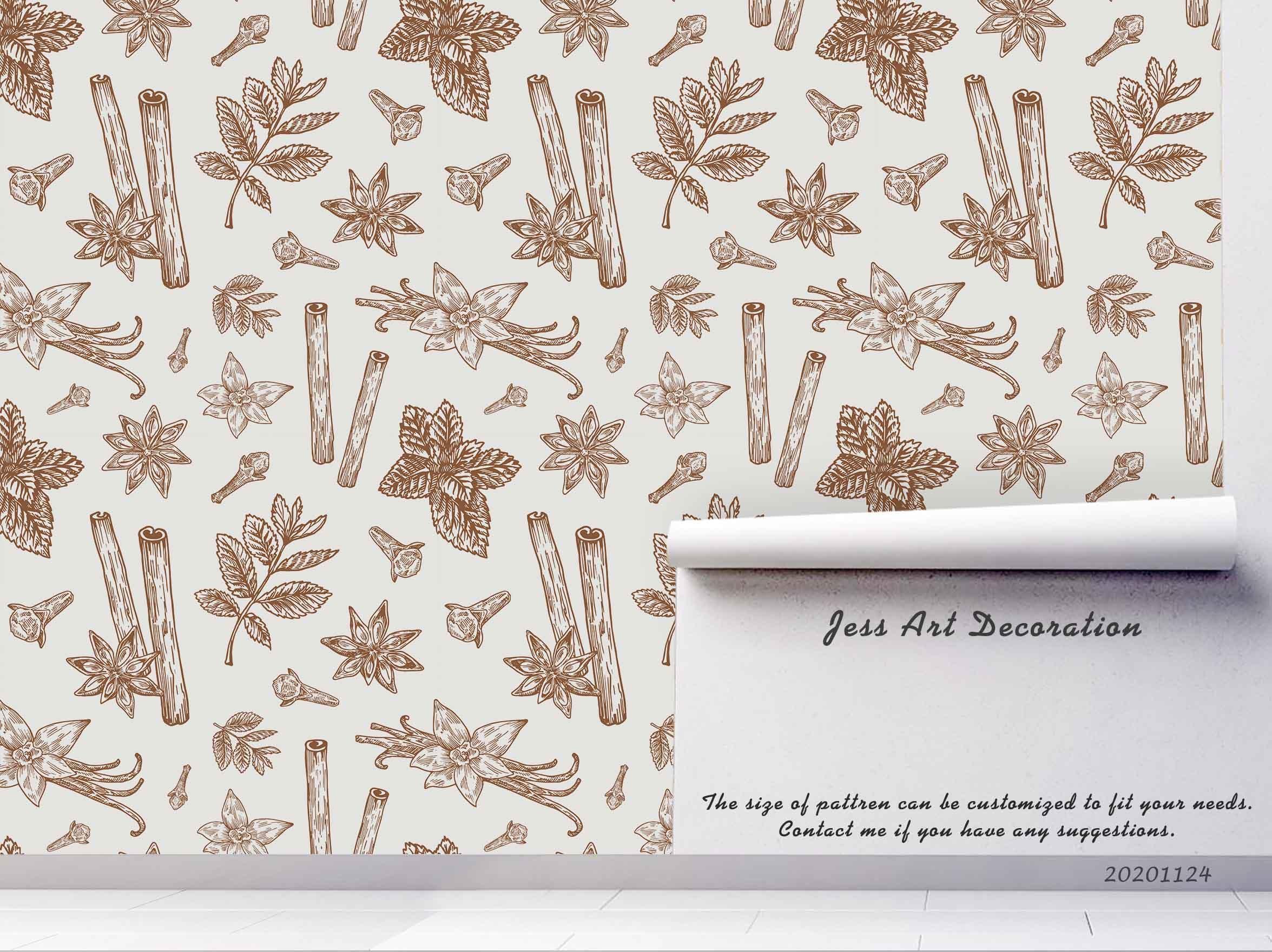 3D Hand Drawn Leaf Wall Mural Wallpaper LQH 130- Jess Art Decoration