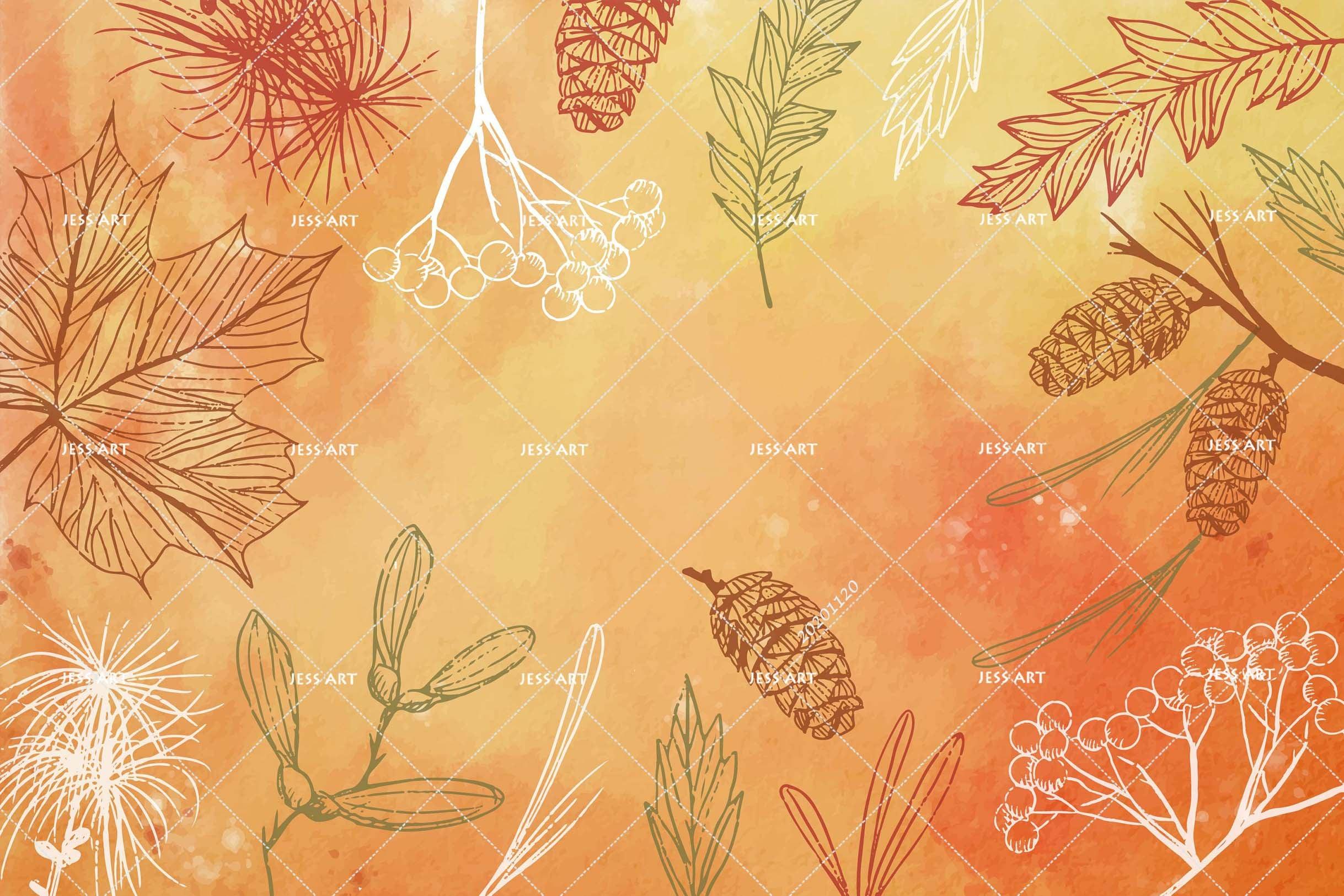 3D Hand Drawn Autumn Maple Leaves Plant Wall Mural Wallpaper LXL- Jess Art Decoration